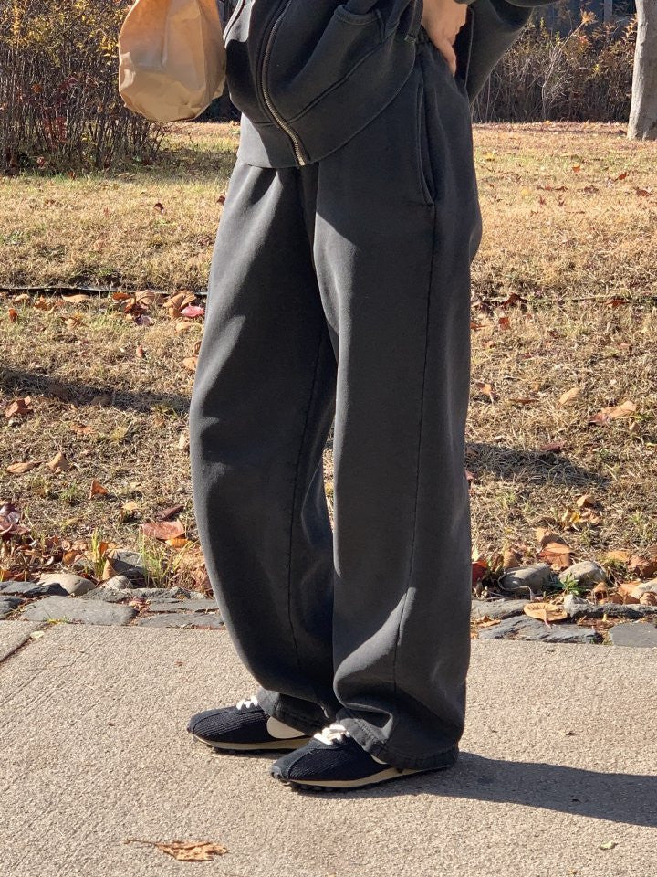 pigment fleece dying hood zip up&pants