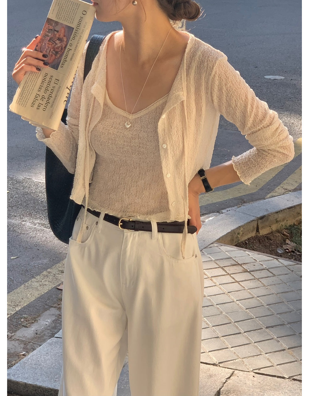 Twin sleeveless&cardigan set-3col