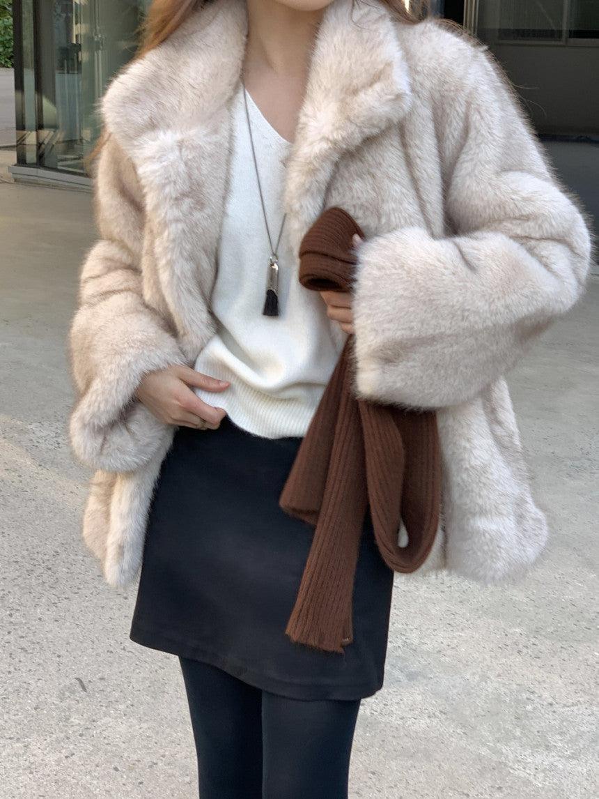 Birkin high neck linkning soft fur jacket