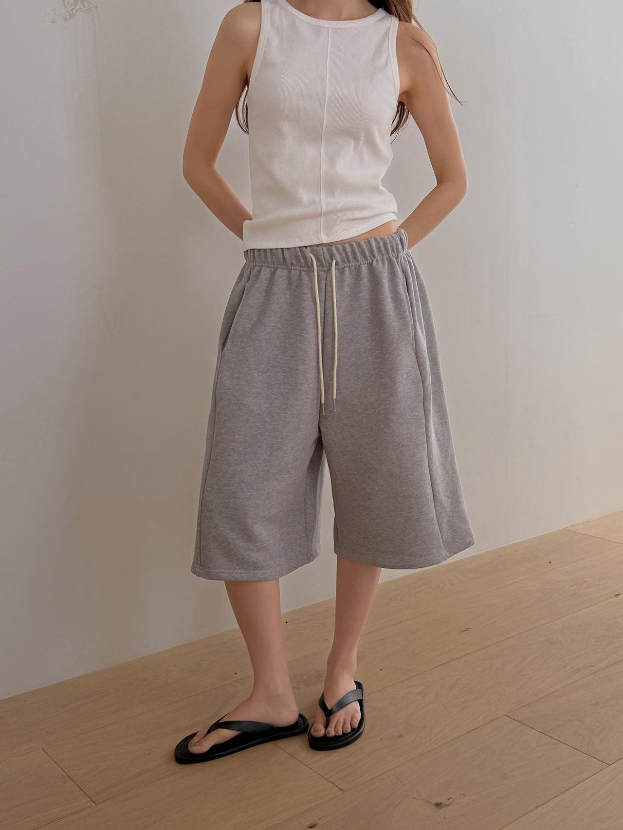 sweat half pants-3col