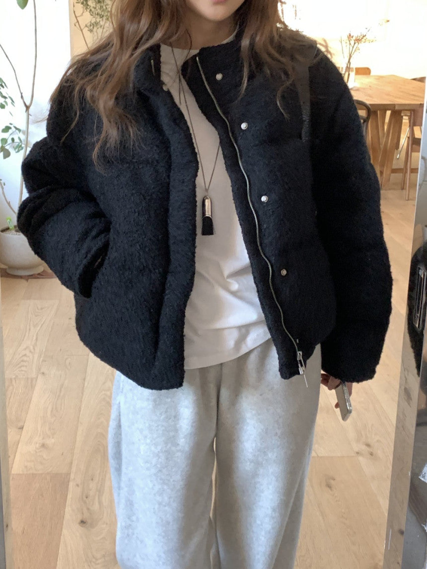 Bigben alpaca tweed duckdown short padding-2col