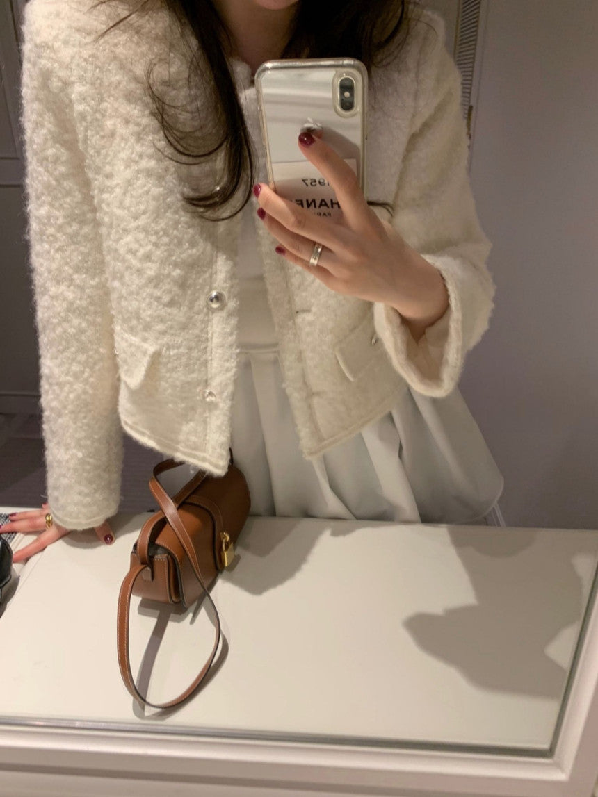 snug wool tweed jacket-2col