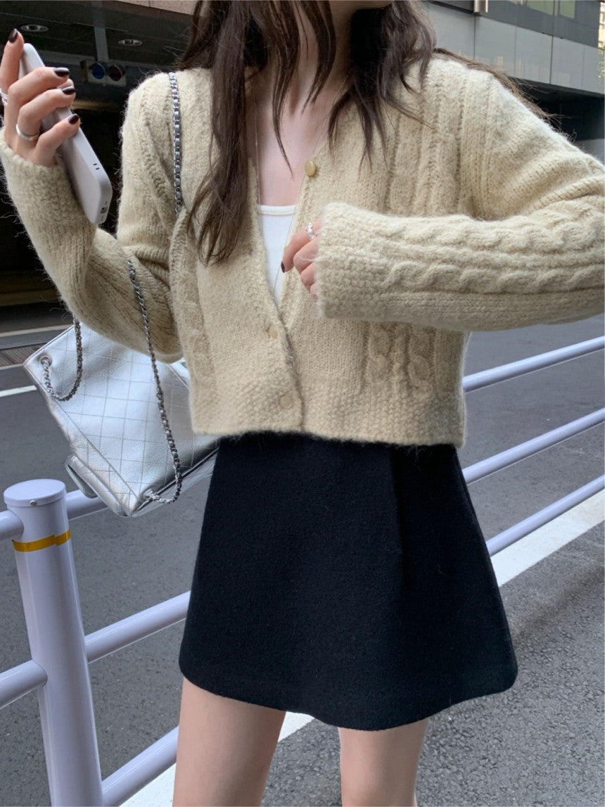 Powder cable cardigan-3col