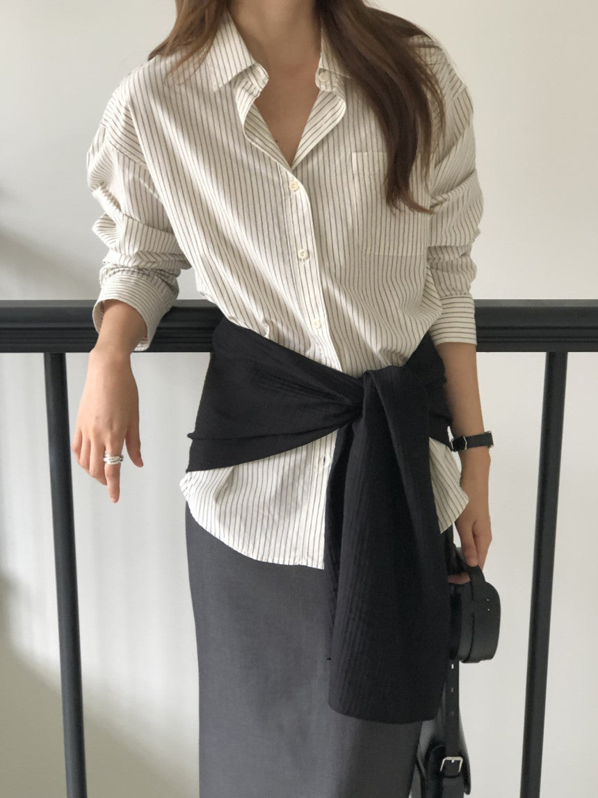 Ore pin stripe shirt-2col