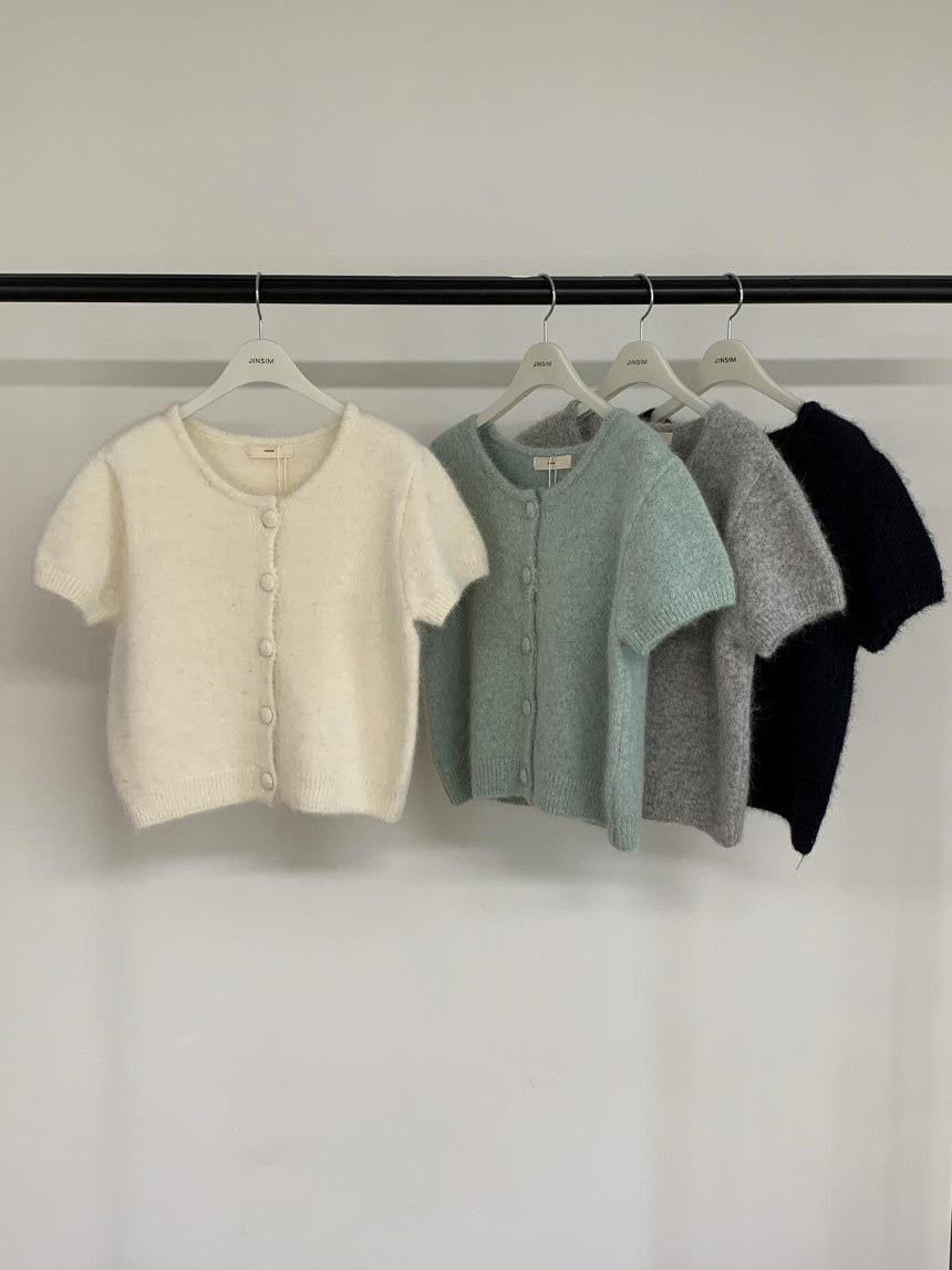 Want alpaca half cardigan-4col