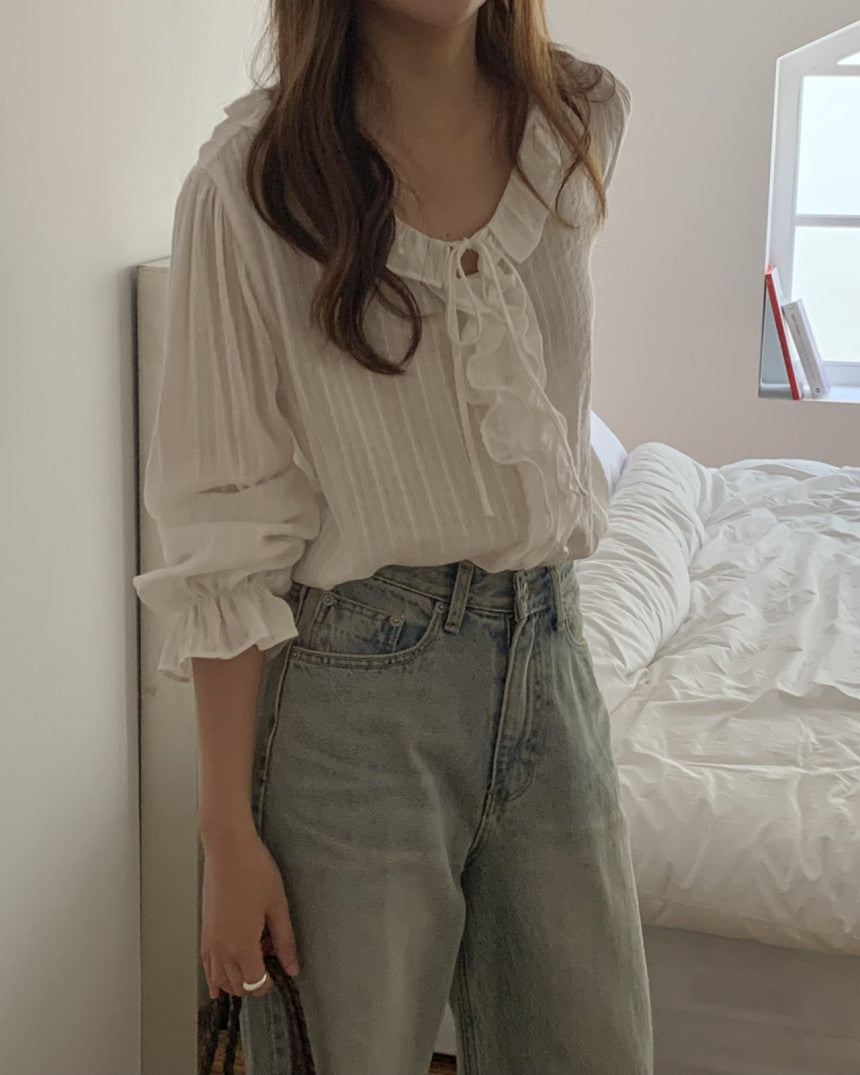 Riel ruffle blouse-2col