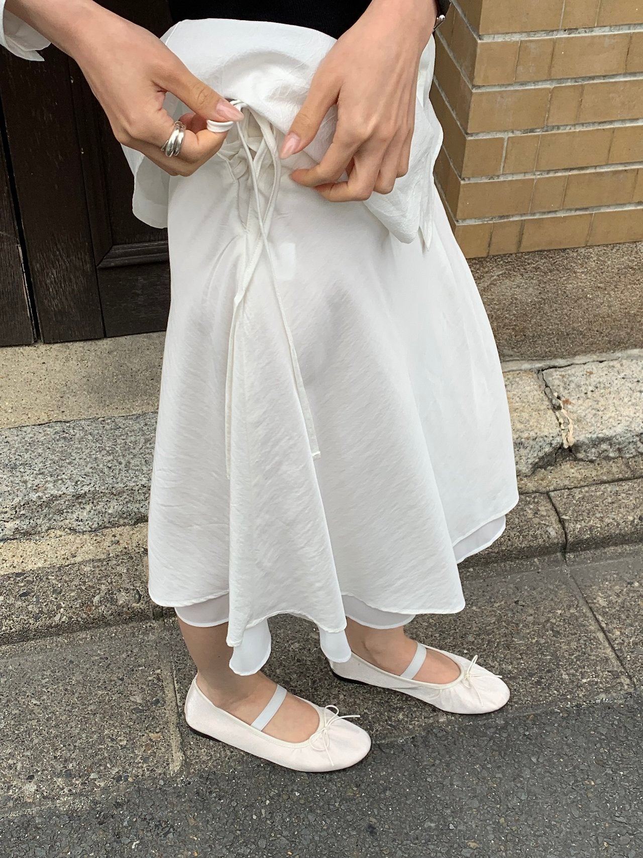 Layered string midi skirt-2col