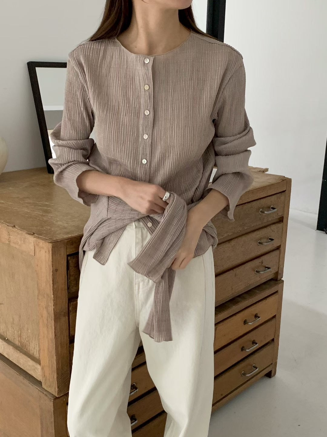 pleats cardigan-3col