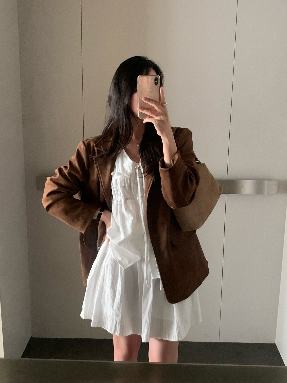 mute suede leather jacket-2col