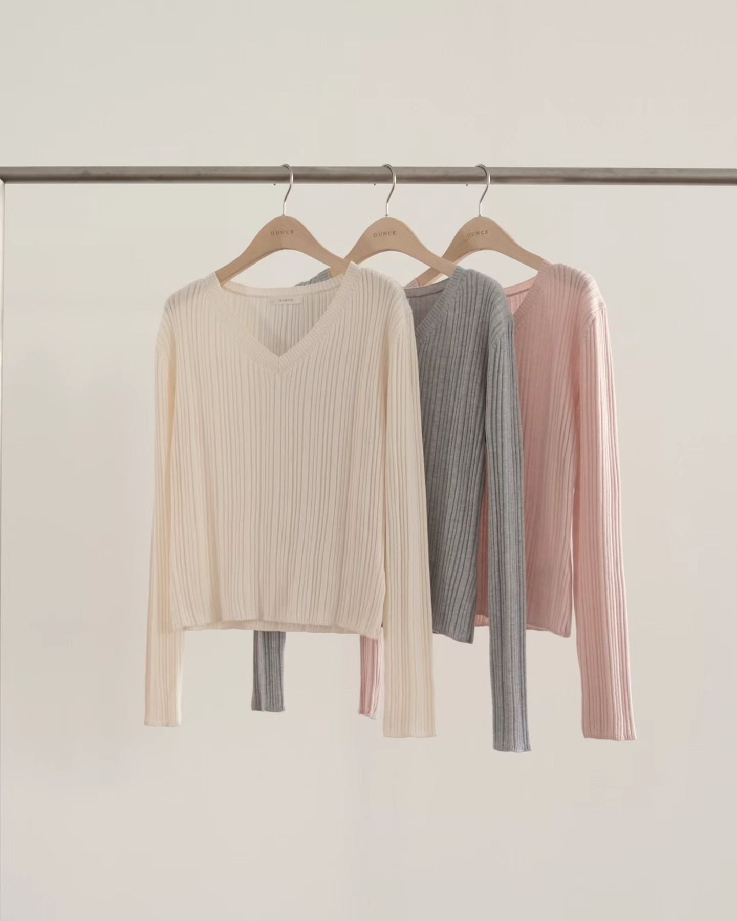 Ounce v neck rib knit-3col
