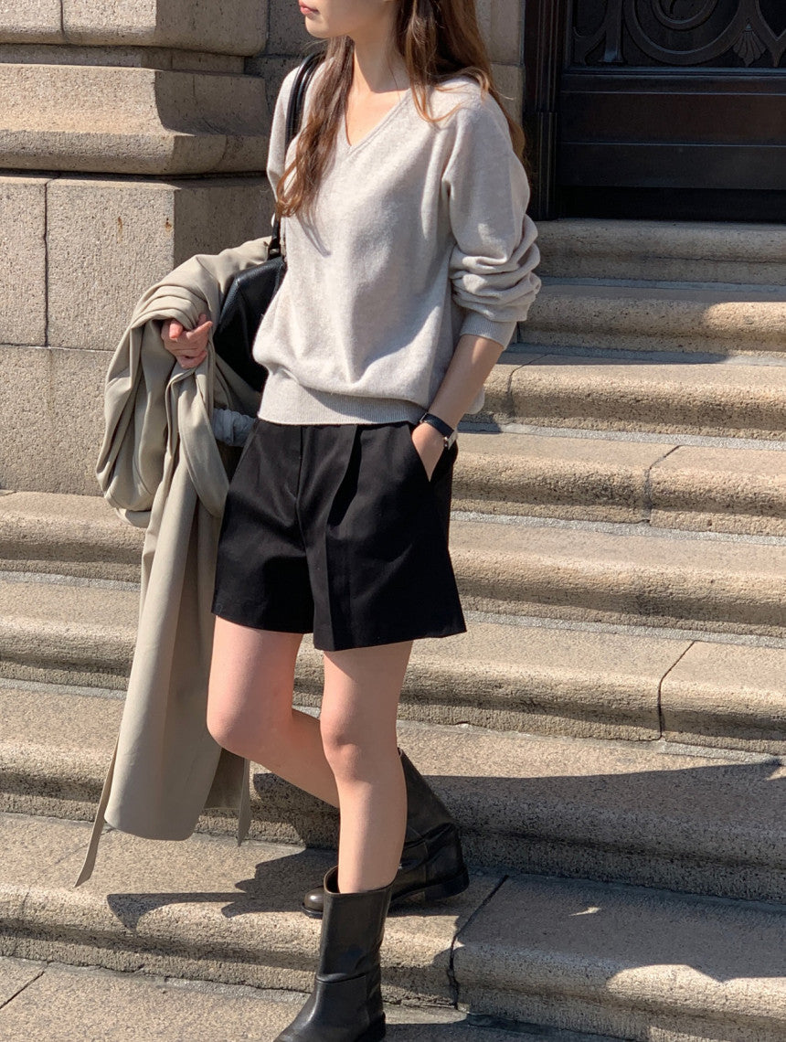 Adele wholegar cash v-neck knit-5col