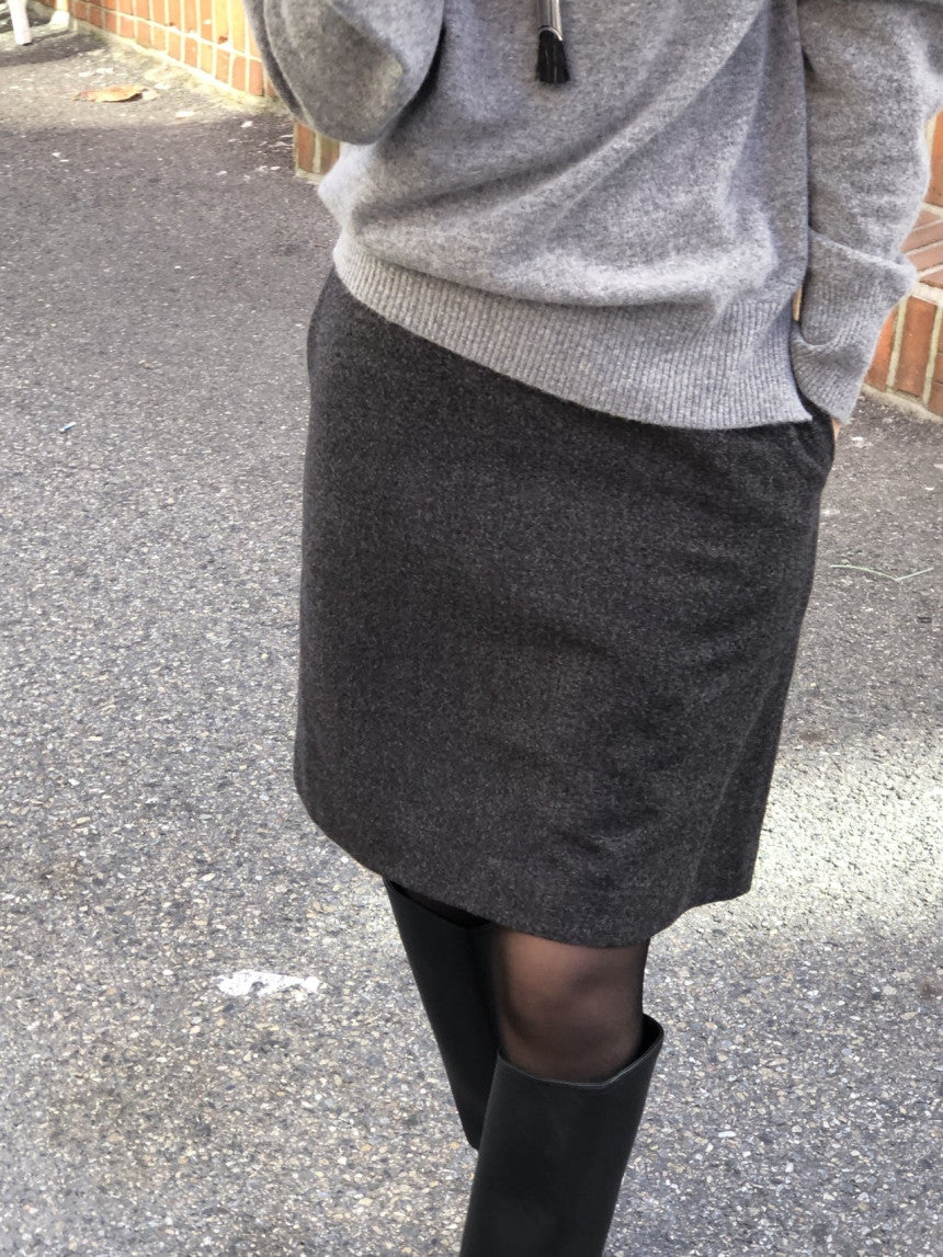 Luze wool midi skirt-2col