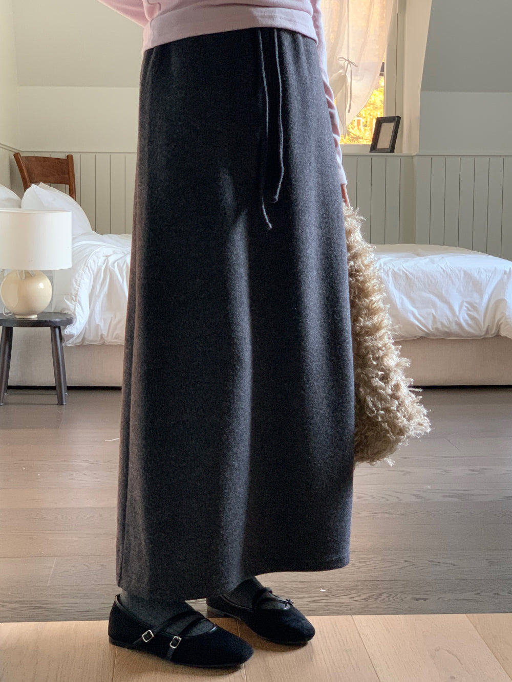 wool maxi skirt-3col