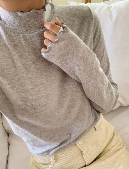 Rose angora half high neck T-5col