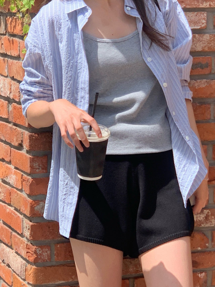 Want bamboo knit half pants-2col