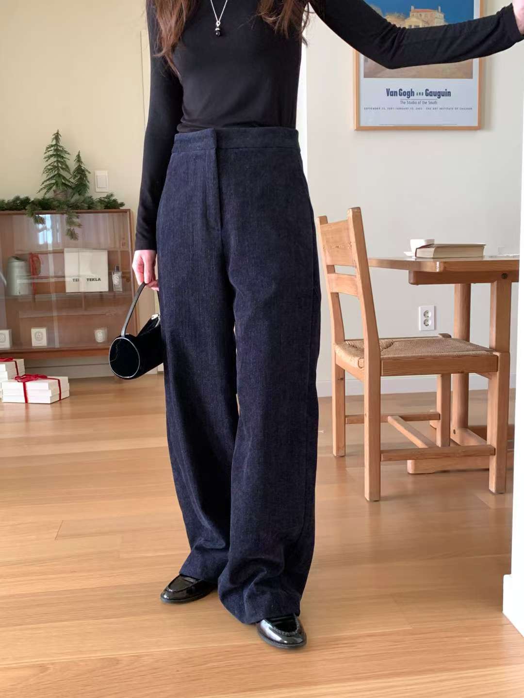 back slit wide slacks-2col/ショート丈あり