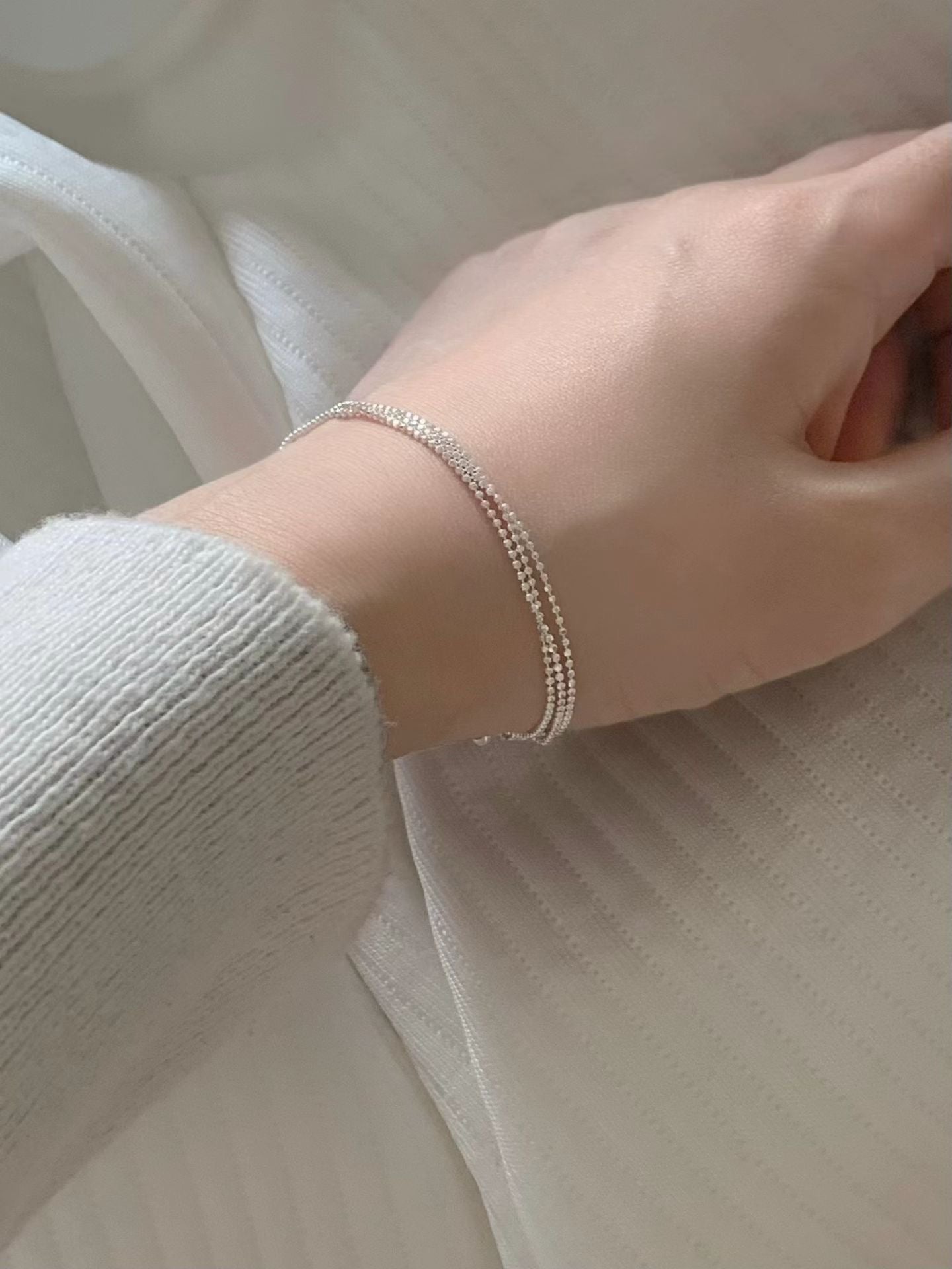 3 Silver Ball Layered Bracelet