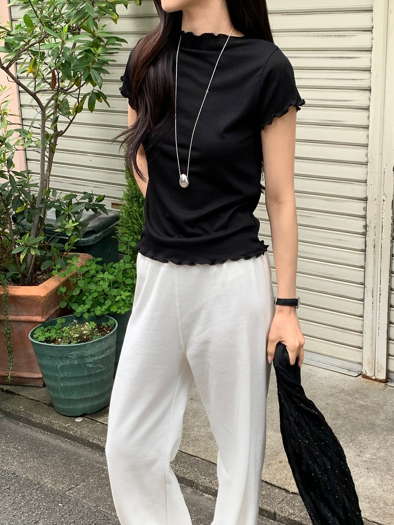 Aileen frill short sleeve T-2col