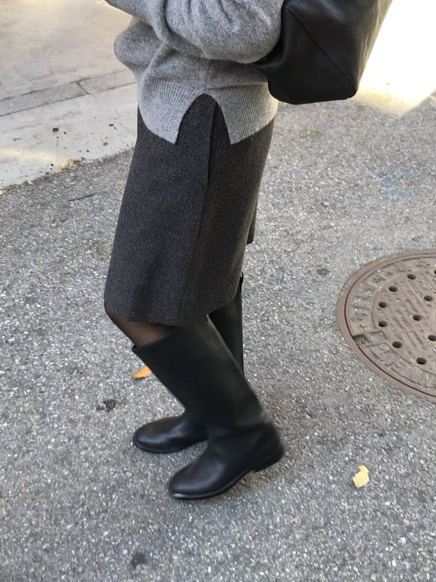 Luze wool midi skirt-2col