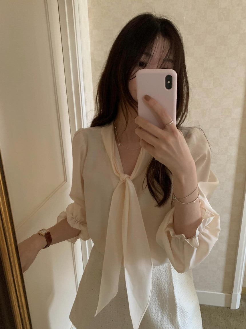 Ruter tie blouse-2col