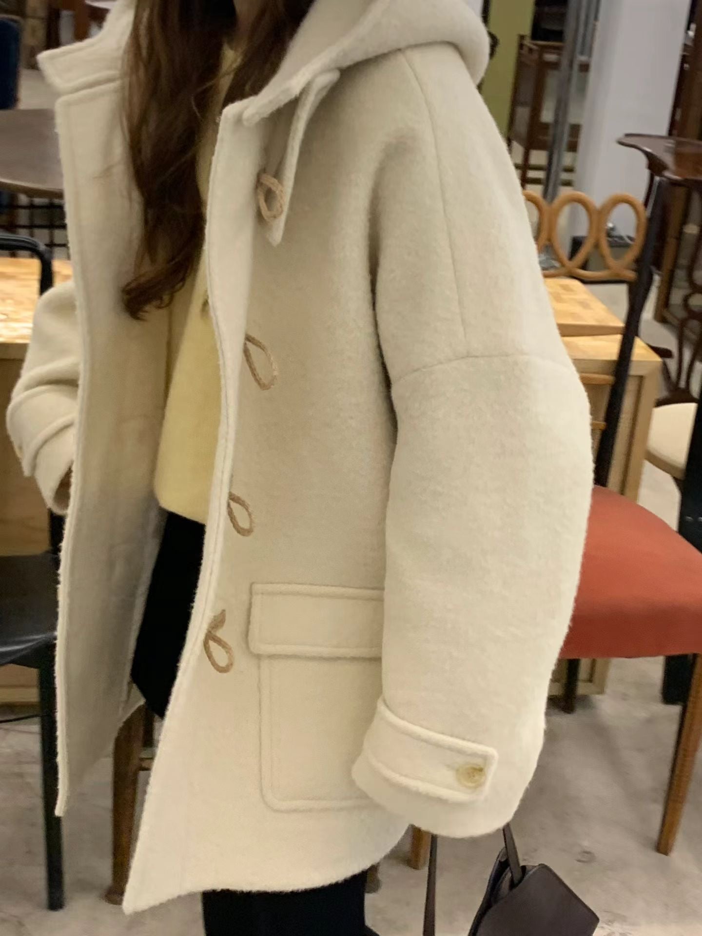 Ounce baby alpaca hood duffel coat-2col