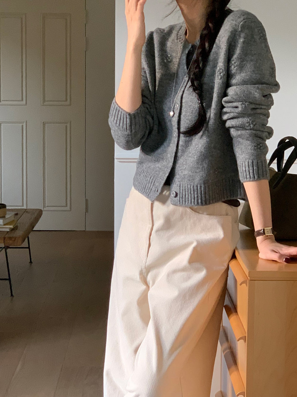 Bubble flower cardigan-2col