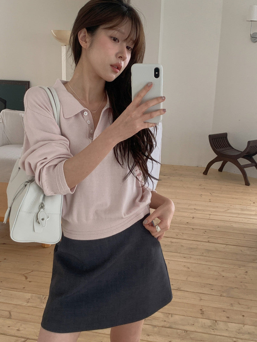 collar button knit-3col