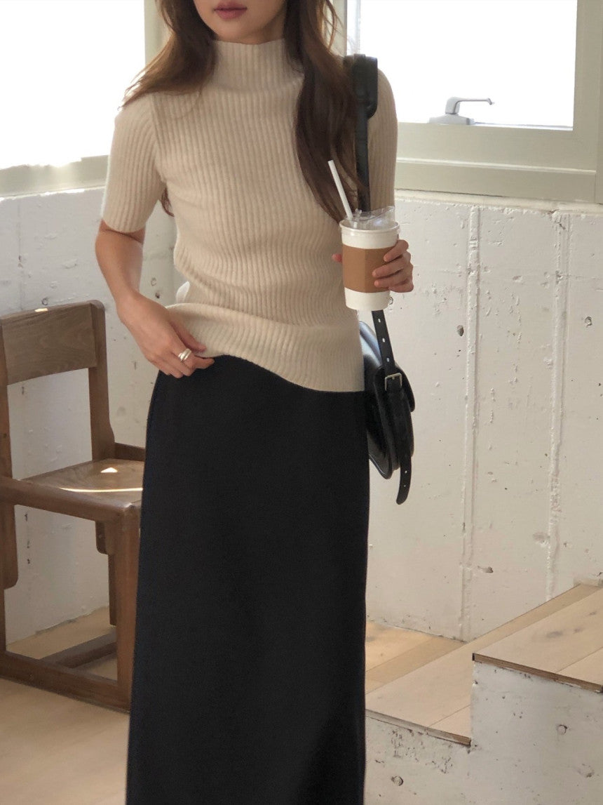 cashmere mockneck half knit-5col
