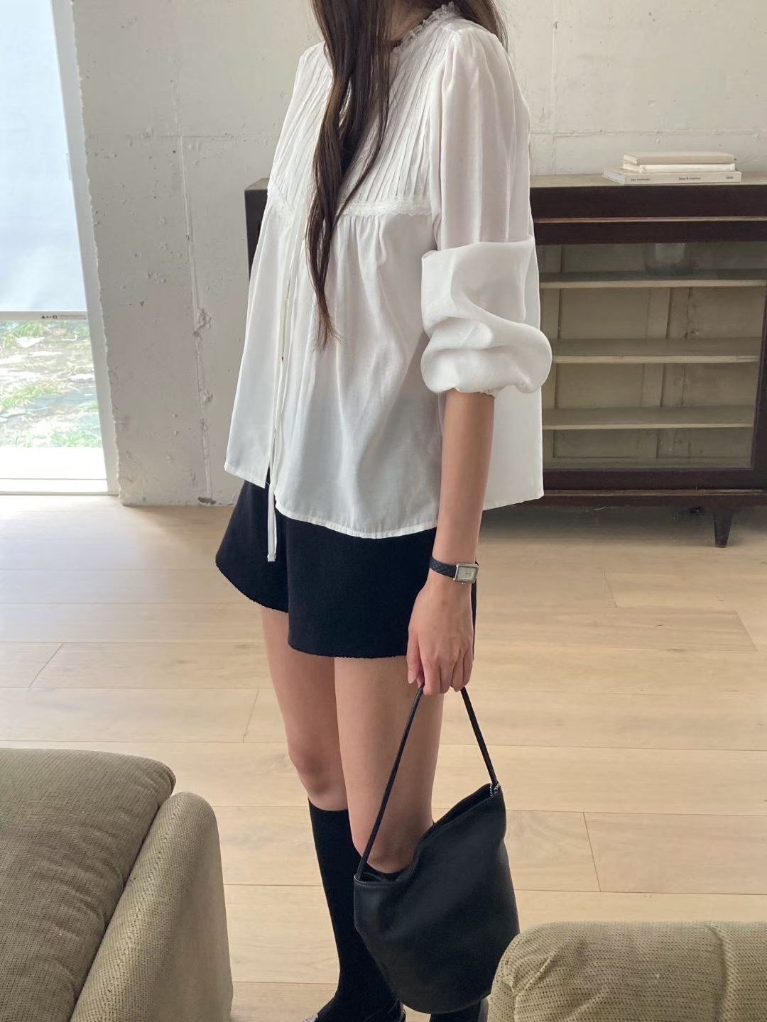 Maroon pintuck blouse
