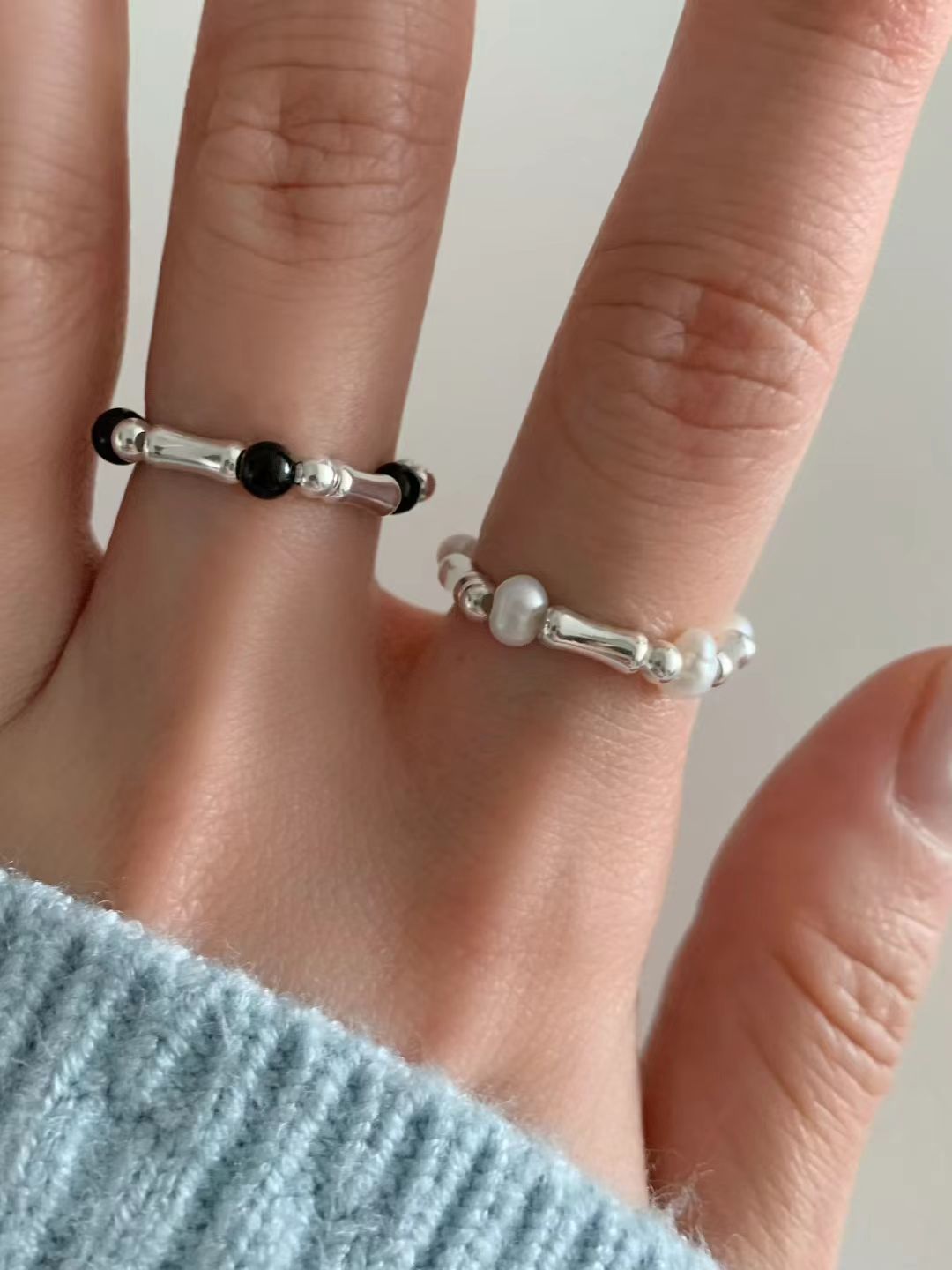 Pentagon Onyx Banding ring-2col