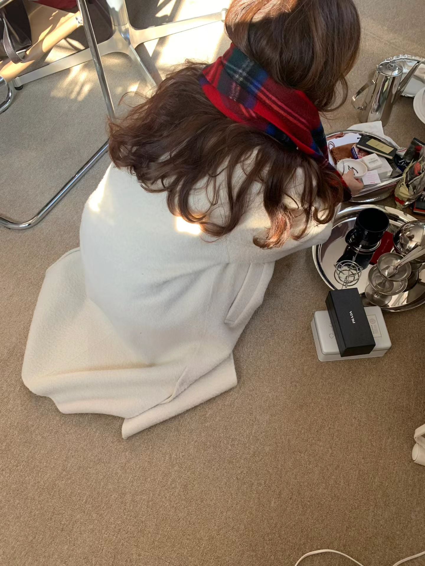 Ounce check wool muffler-3col