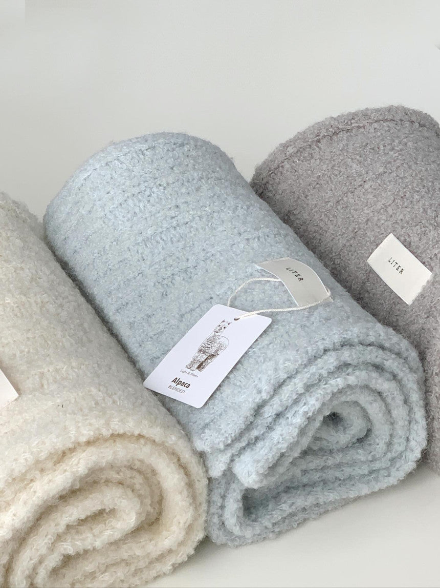 liter baby alpaca boucle muffler-3col