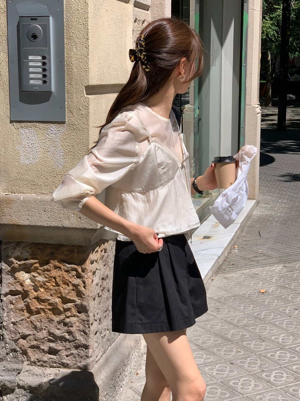 Moni bustier&blouse set-2col