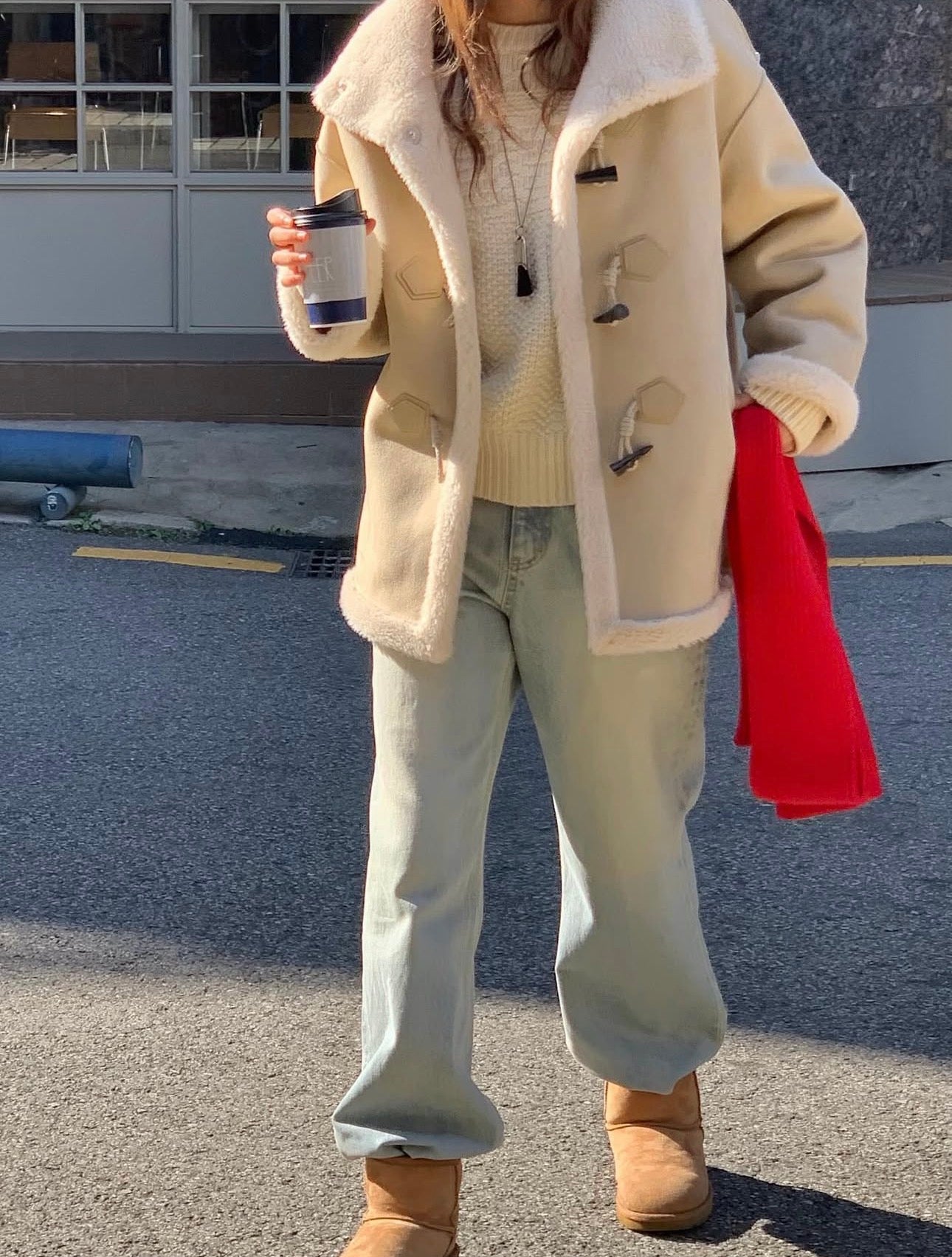 High-neck duffel reversible mustang