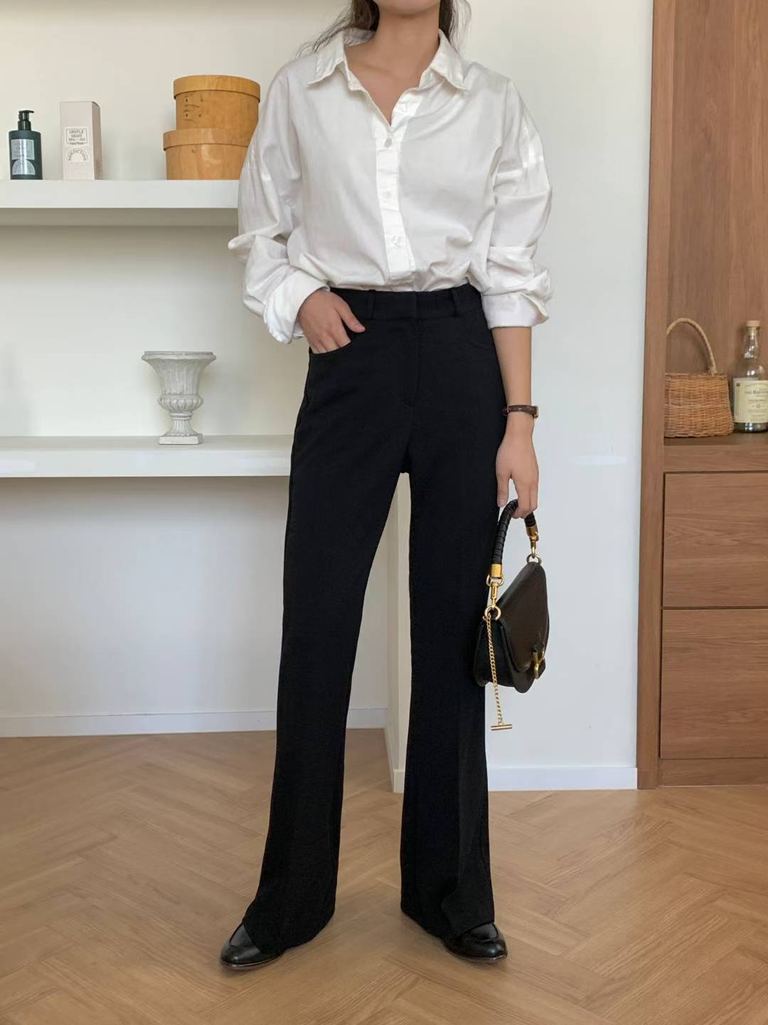 Long slim bootcut slacks-2col
