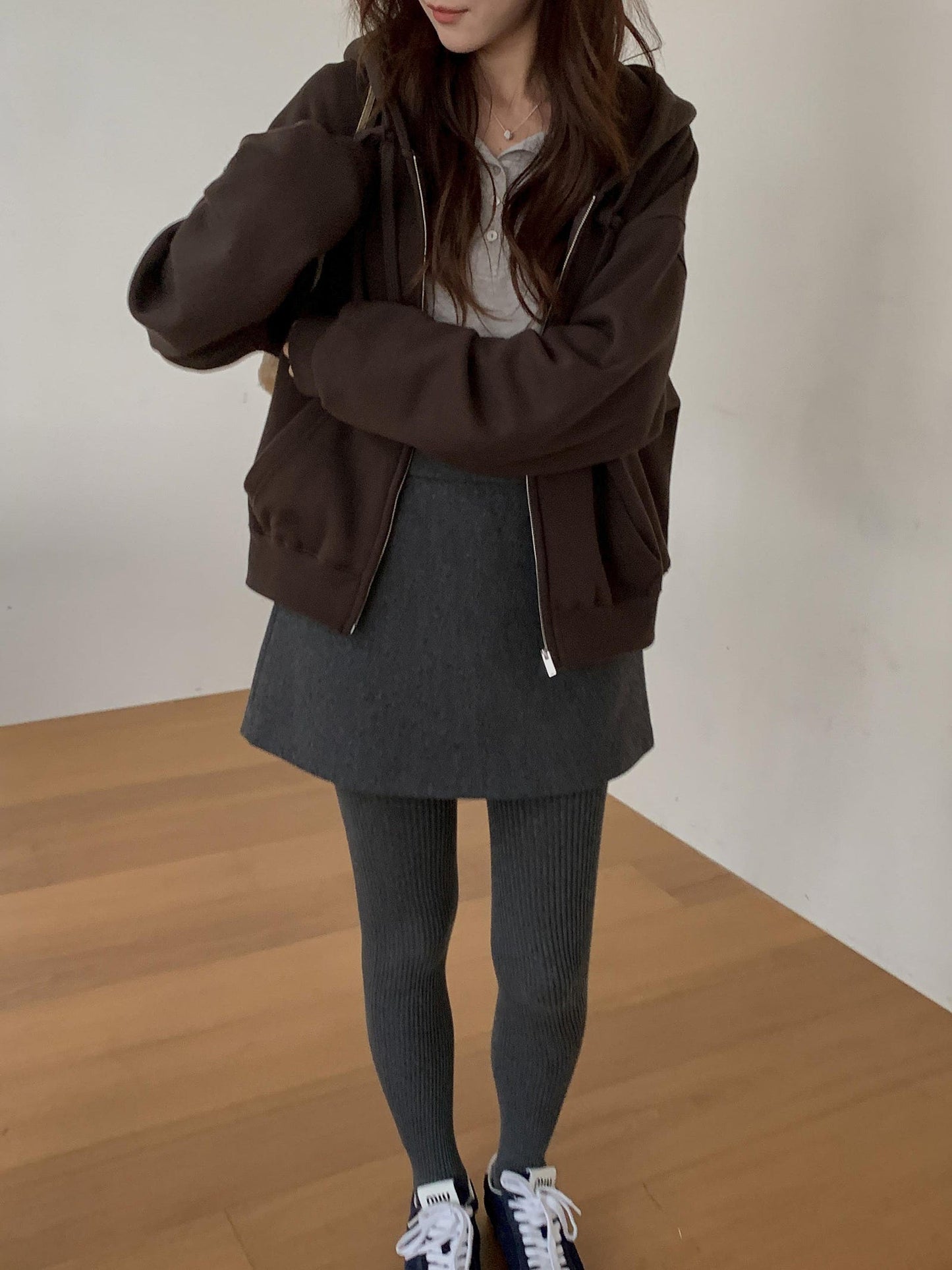 Essential gimo hood zip-up&pants&skirt-3col