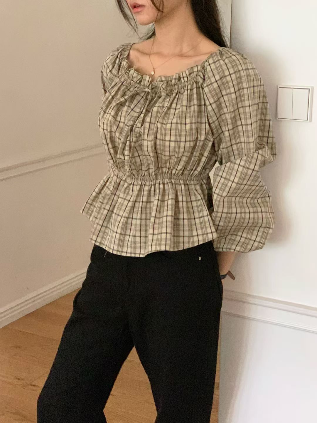 Michelle check blouse-2col