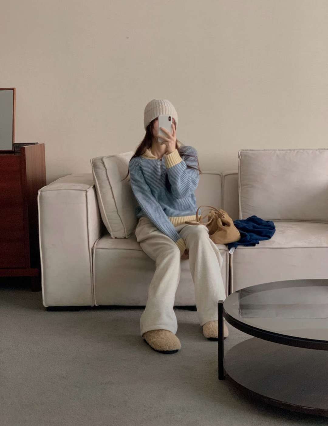 Stripe button knit-3col