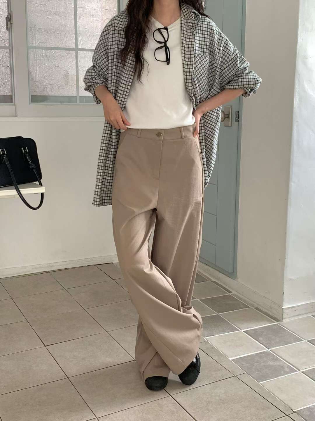 Autumn poly wide pants-2col/ショート丈あり