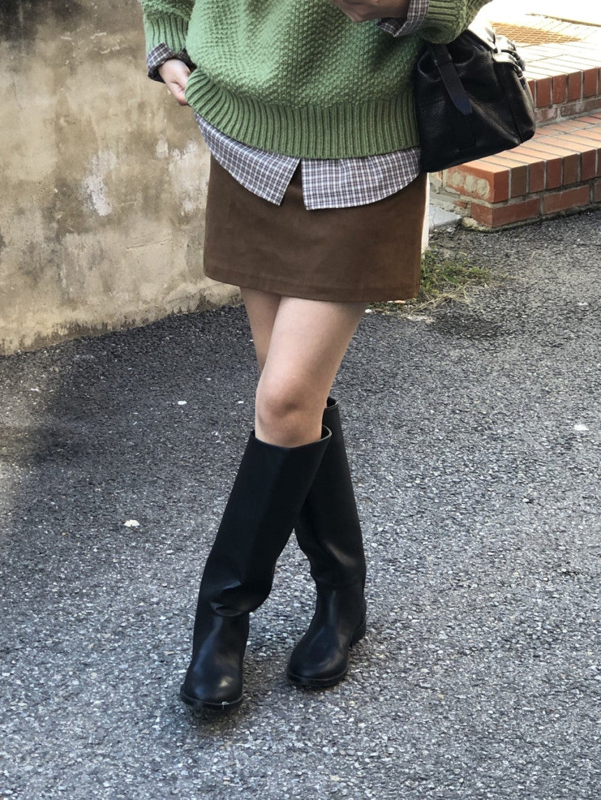 Eirin suede mini skirt-2col