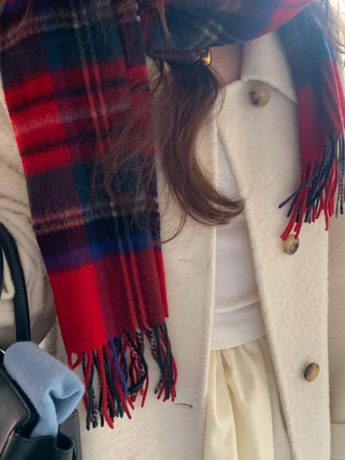 Ounce check wool muffler-3col