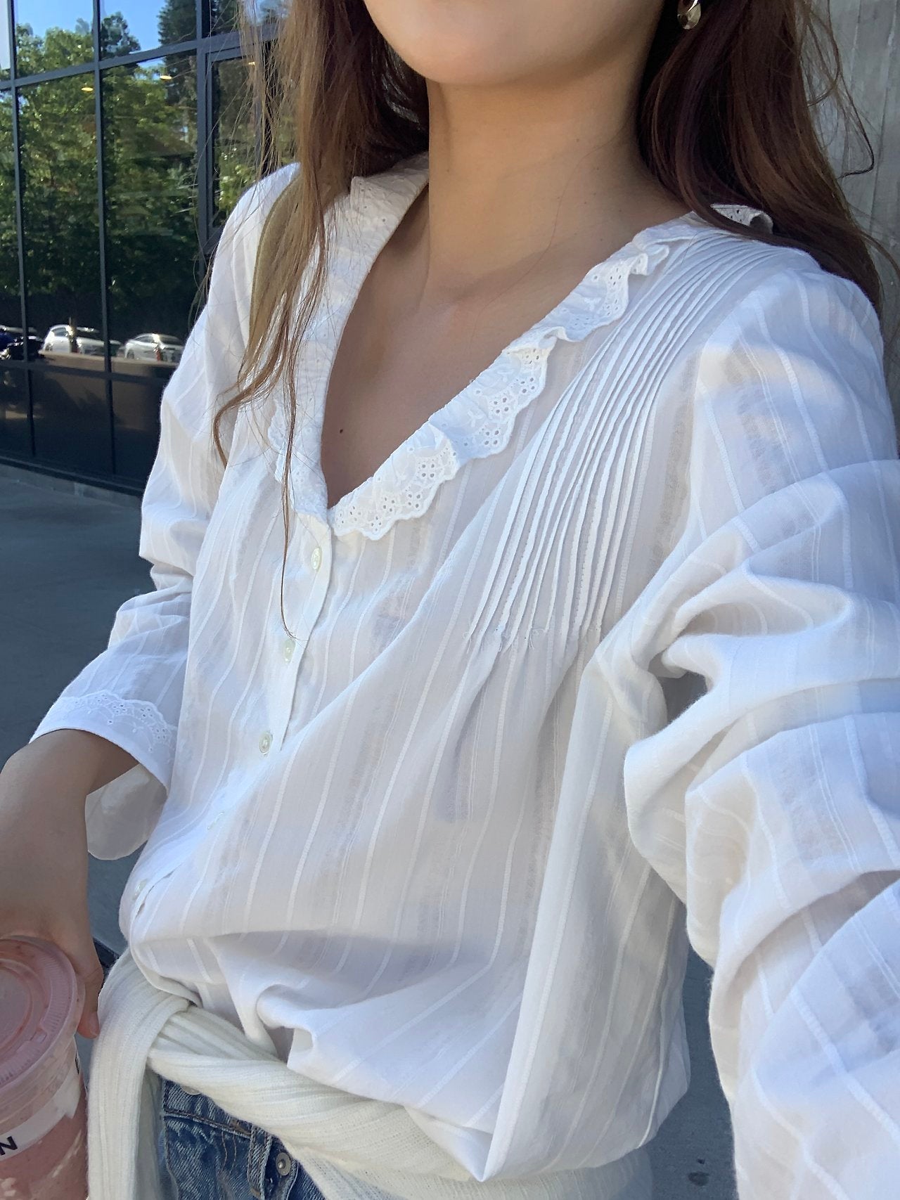 Rowen lace U-neck blouse