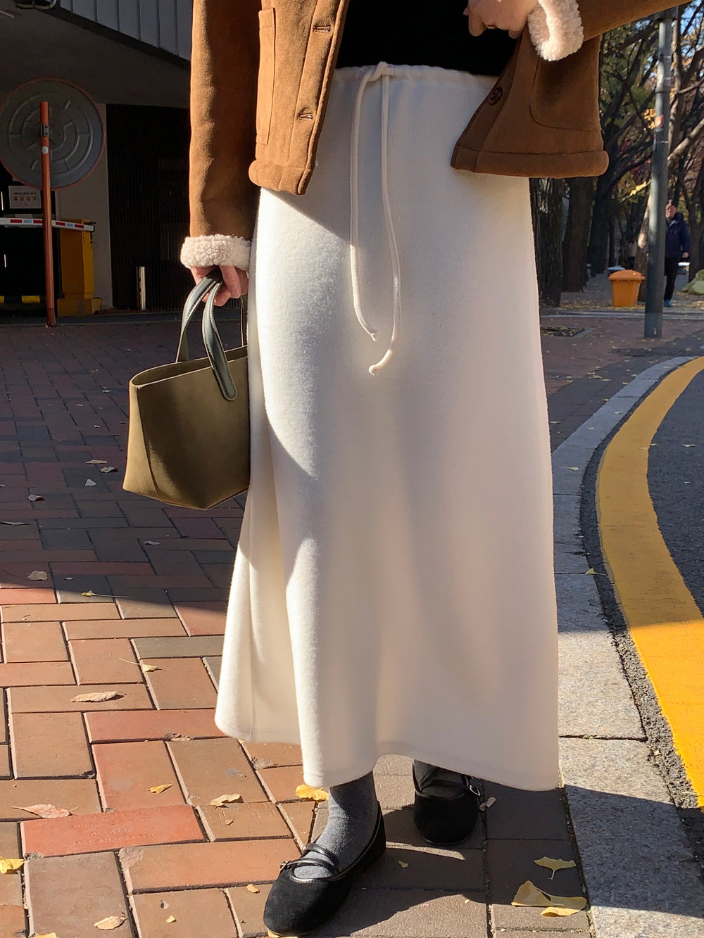 wool maxi skirt-3col