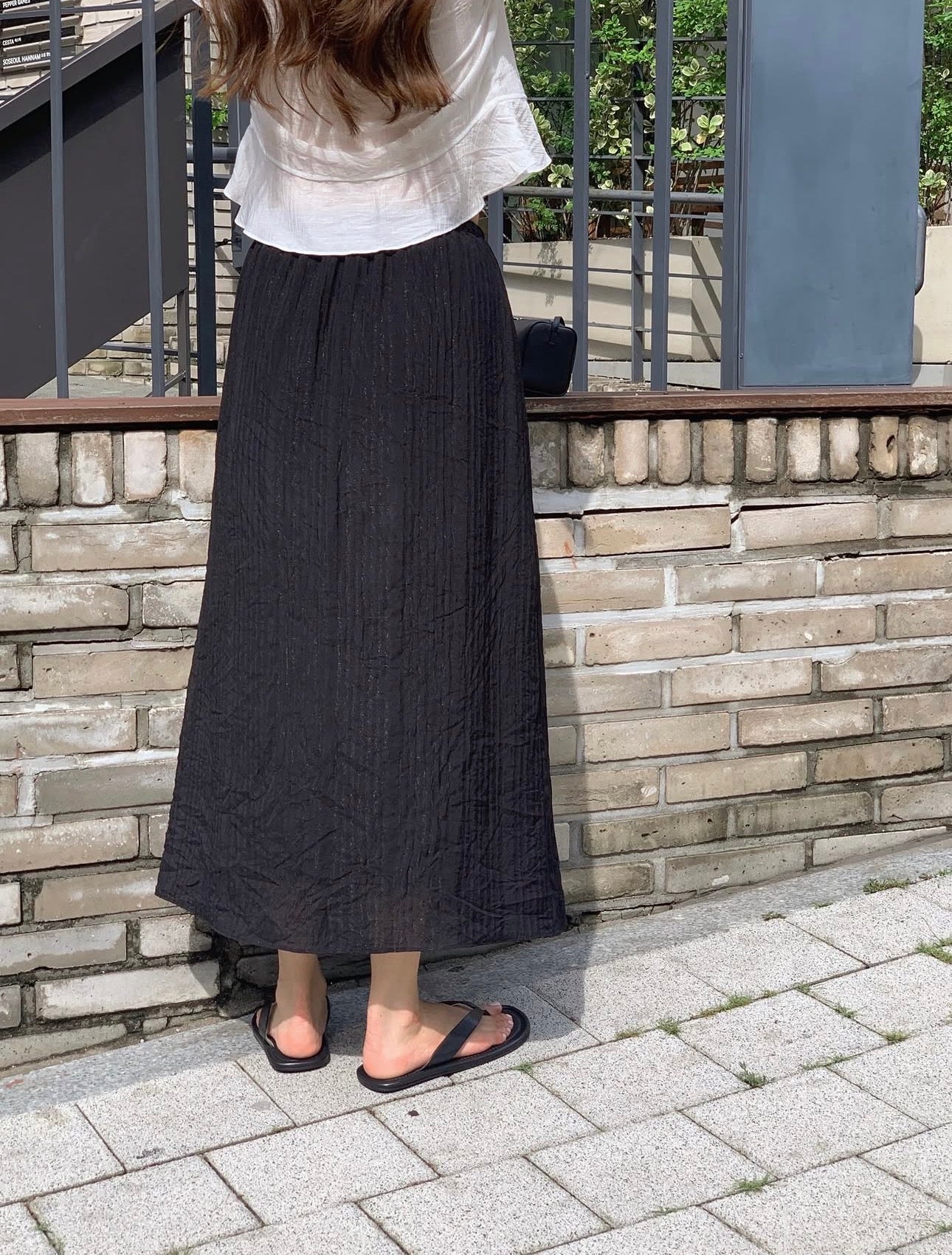 liter pomy shiny wrinkle skirt-2col