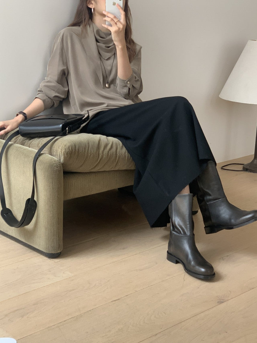 Luna brushed tencel scarf blouse-2col