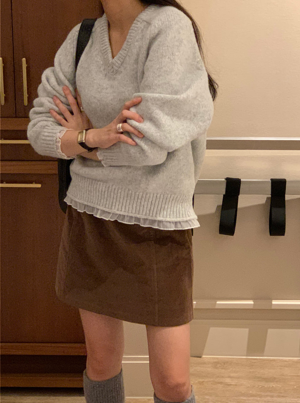 gimo suede lining skirt-2col