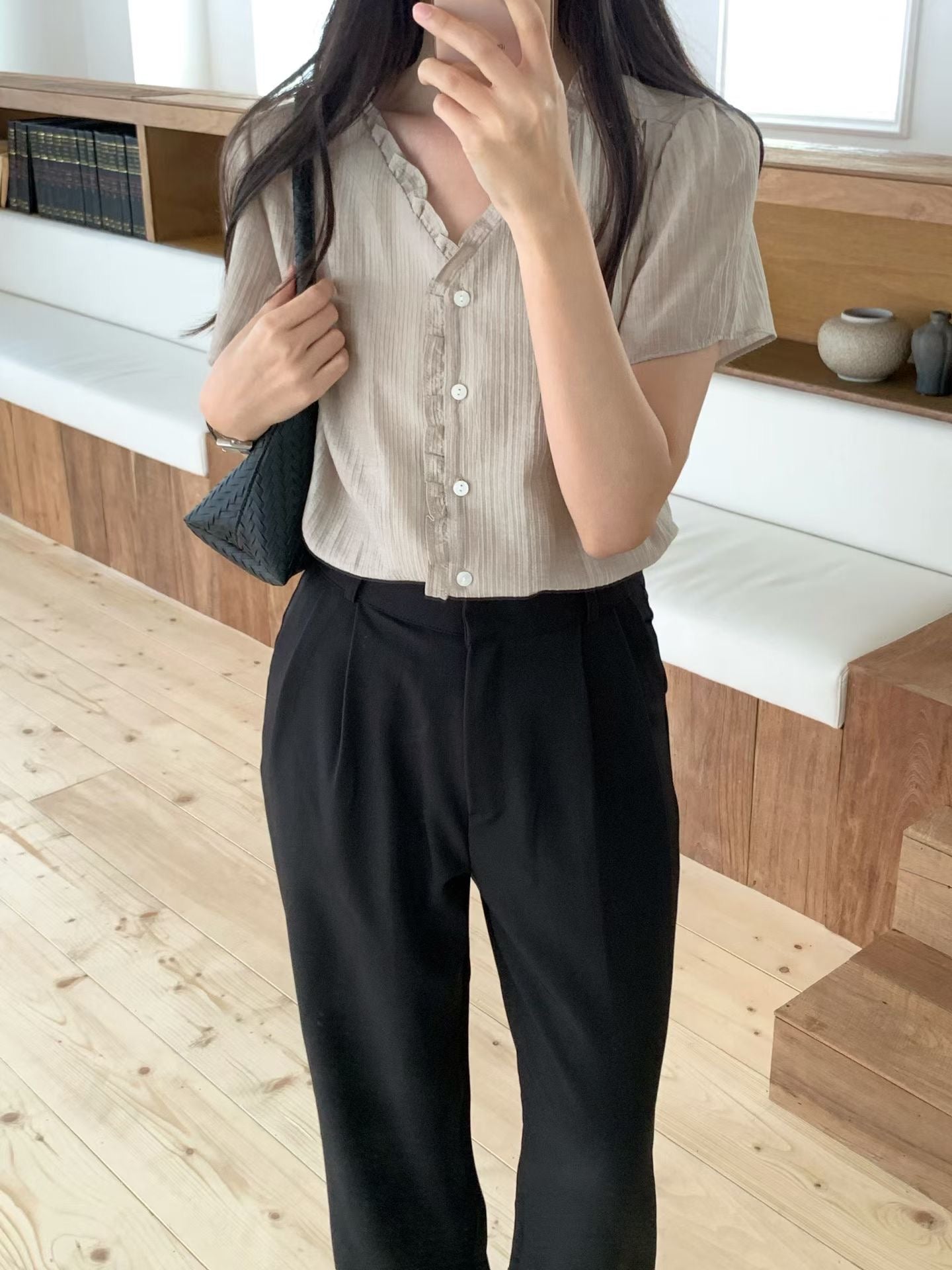 summer ove frill blouse-3col