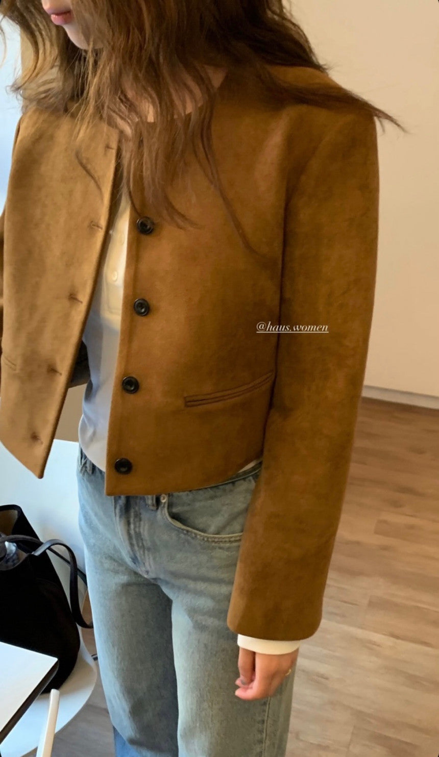 haus suede round jacket-2col