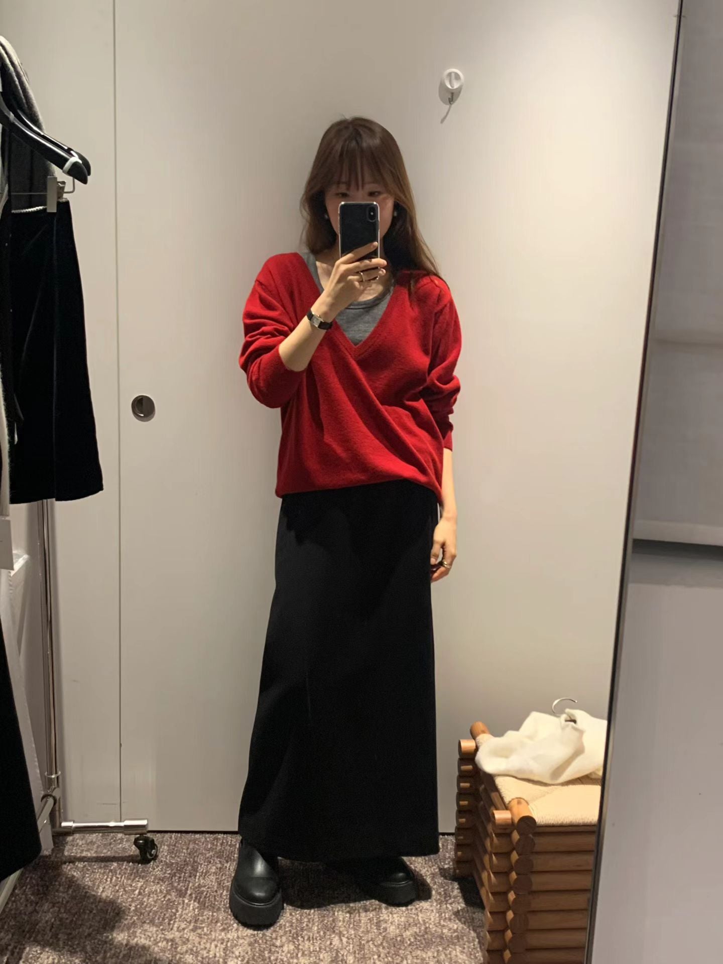 Ounce lage deep V-neck knit-3col