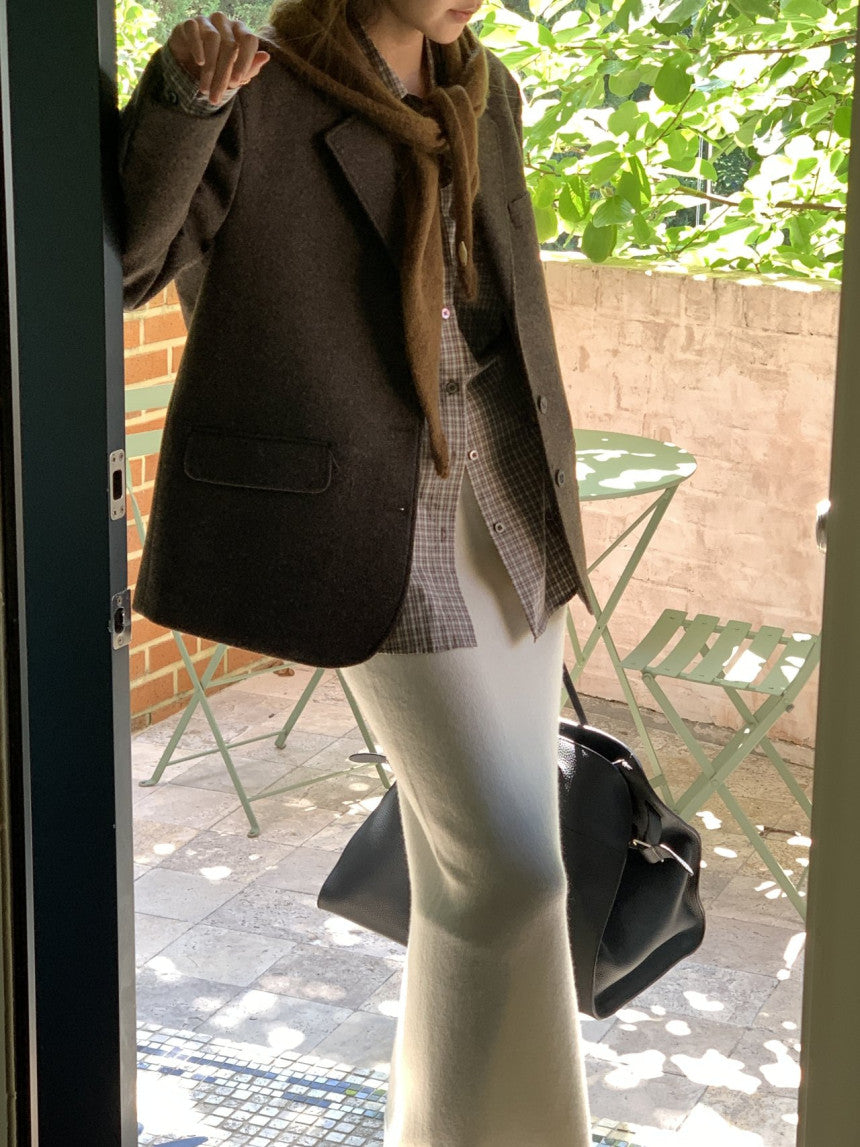 Chestnut wool blazer jacket-2col